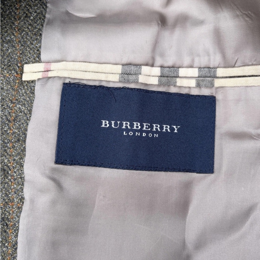 Burberry Men’s Blazer Green With Yellow Stripes 3 Buttons Size 38R - Picture 7 of 8